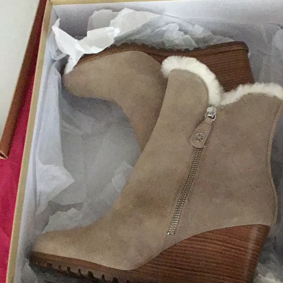 michael Kors wedge boot DK khaki 9M suede new box - Picture 12 of 15